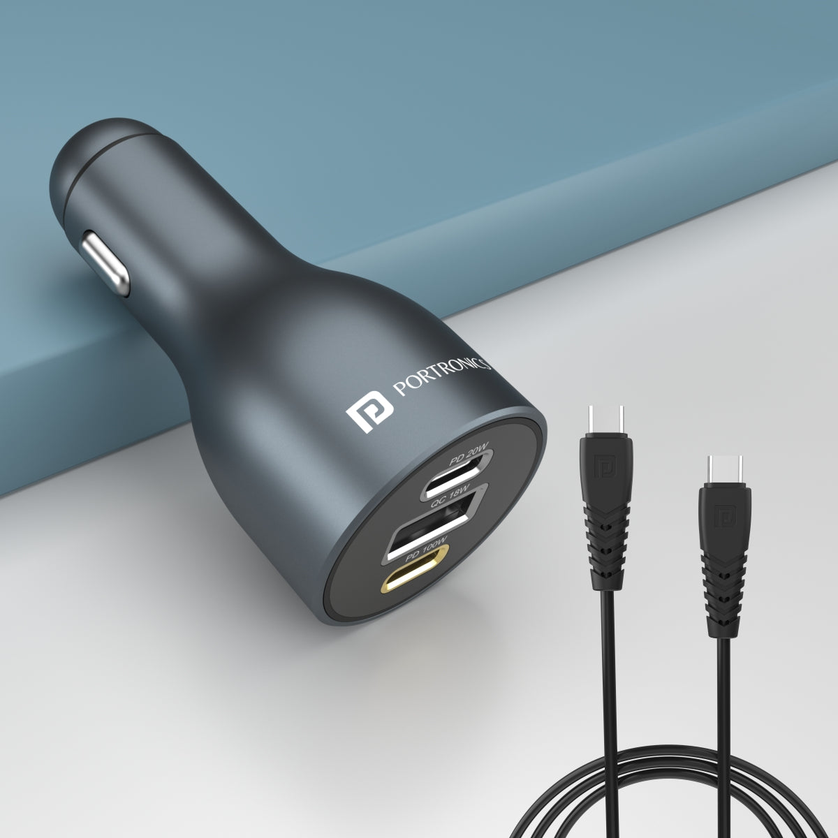 PORTRONICS-Car Charger with 3 Port