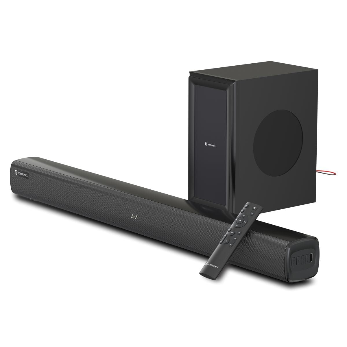 PORTRONICS-120W Soundbar with Wired Subwoofer- Bluetooth- and HDMI