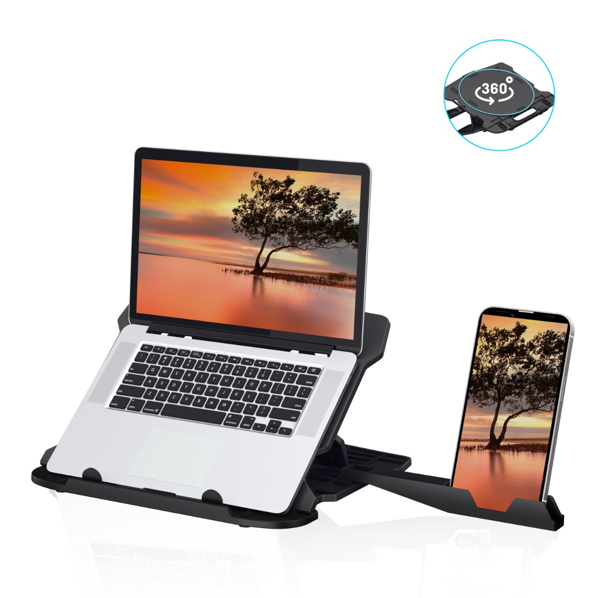 PORTRONICS-Portable-Laptop-Stand-(Black)-With-7-Adjustable-Angles
