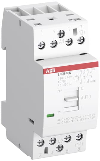 ABB EN25-31N-01 Contactor, 24 V ac/dc Coil, 4 Pole, 25 A, 17.3 kW, 3NO + 1NC