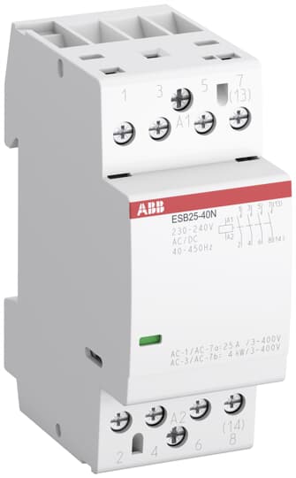 ABB ESB25-13N-06 ESB Contactor, 230 → 240 V Coil, 4 Pole, 25 A, 17.3 kW, 1NO + 3NC