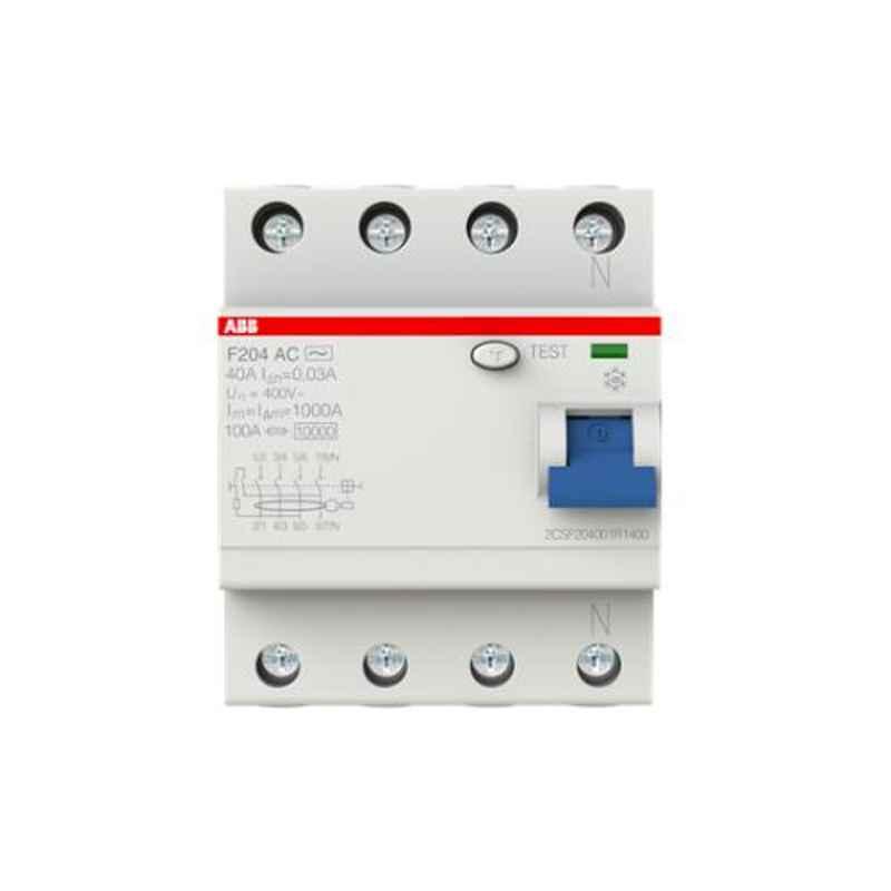 ABB F204 AC-100/0,3 100A 4 Pole RCCB, 2CSF204005R3900