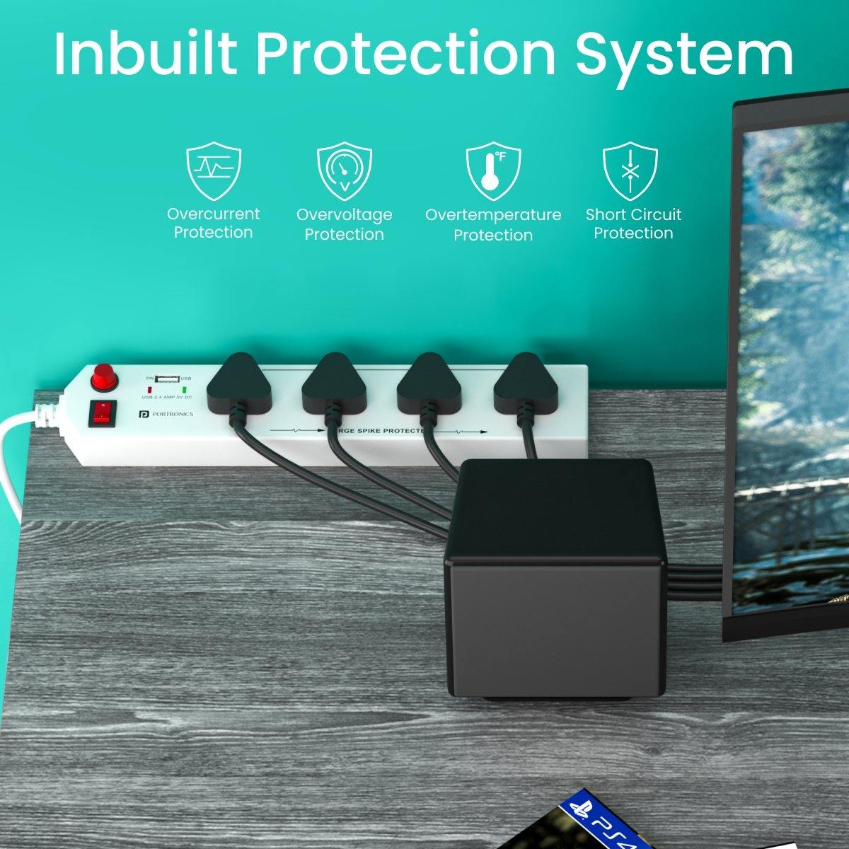 PORTRONICS-Power Plate 4 USB Power & Surge Protector