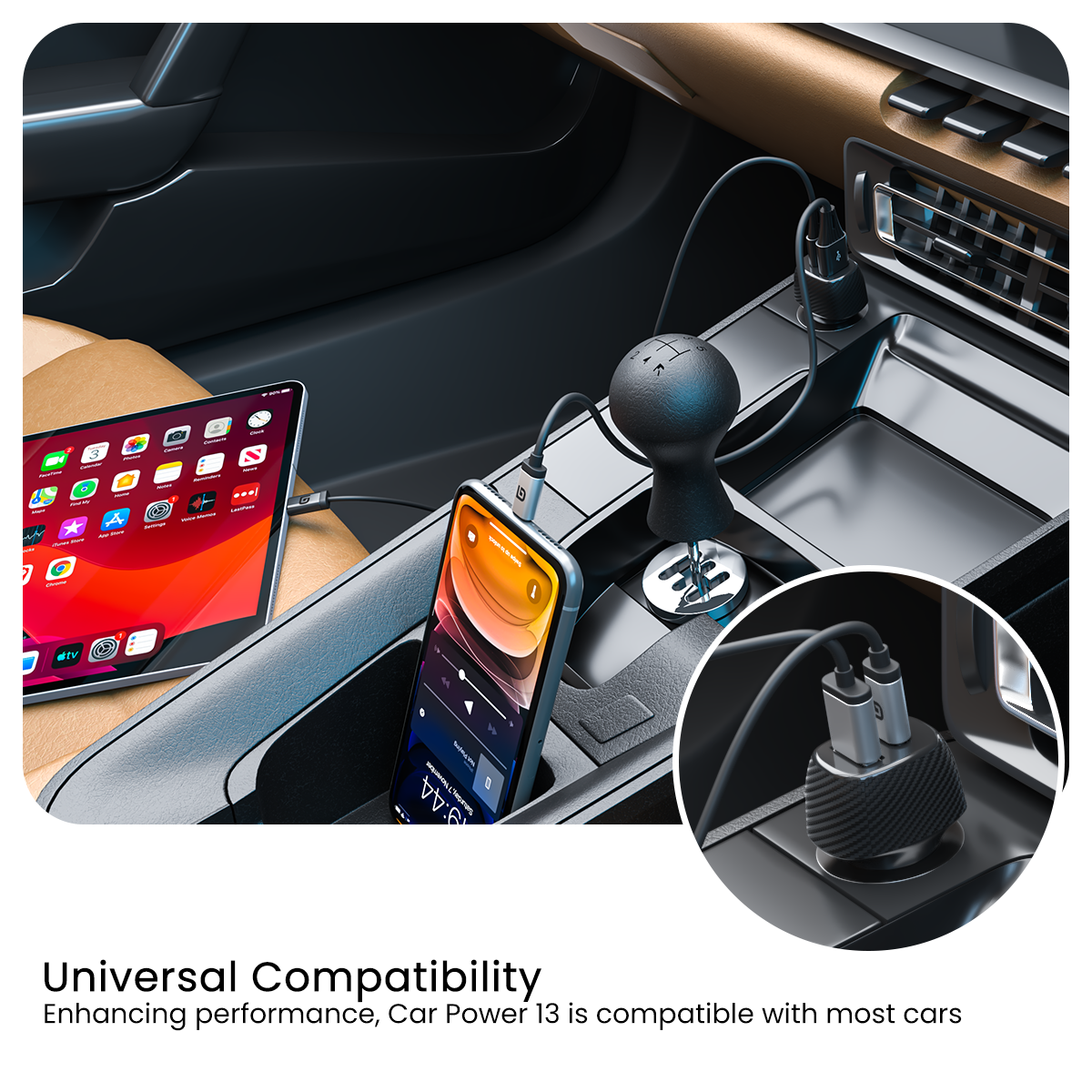 PORTRONICS-Car Charger With Dual Output (Pd + Quick Charger)