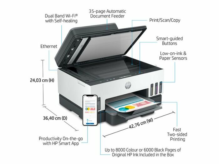 HP-Smart Tank 750 Wi Fi Duplexer All-in-One Printer with ADF and Smart Guided Button