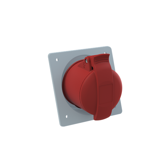 ABB, Easy & Safe IP44 Red Panel Mount 3P+N+E Right Angle Industrial Power Socket, Rated At 32A, 415 V-2CMA193283R1000