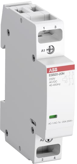 ABB ESB20-20N-01 ESB Contactor, 24 V Coil, 2 Pole, 20 A, 1.3 kW, 2NO