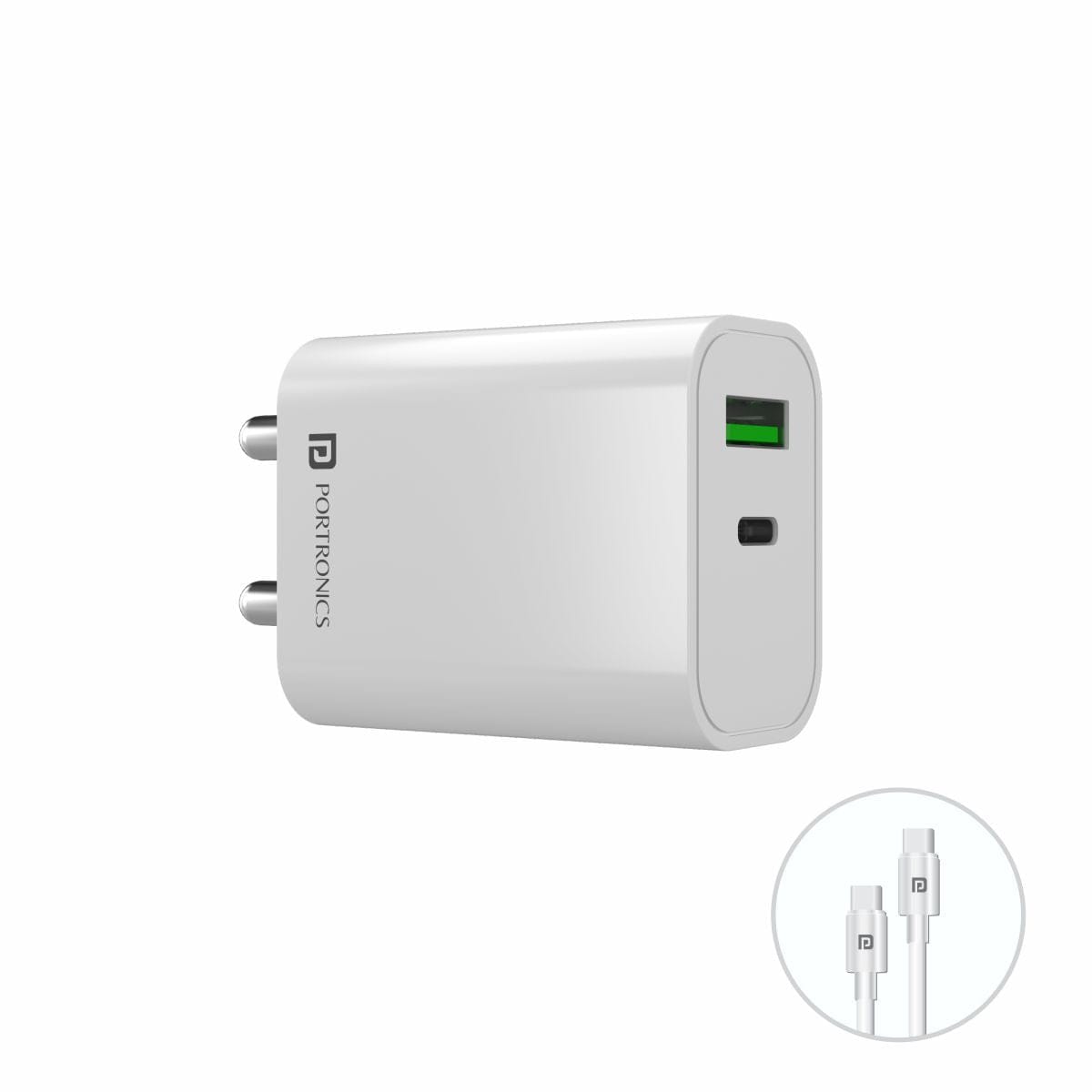 PORTRONICS-20W Adapter with Rapid Charge & PD Output