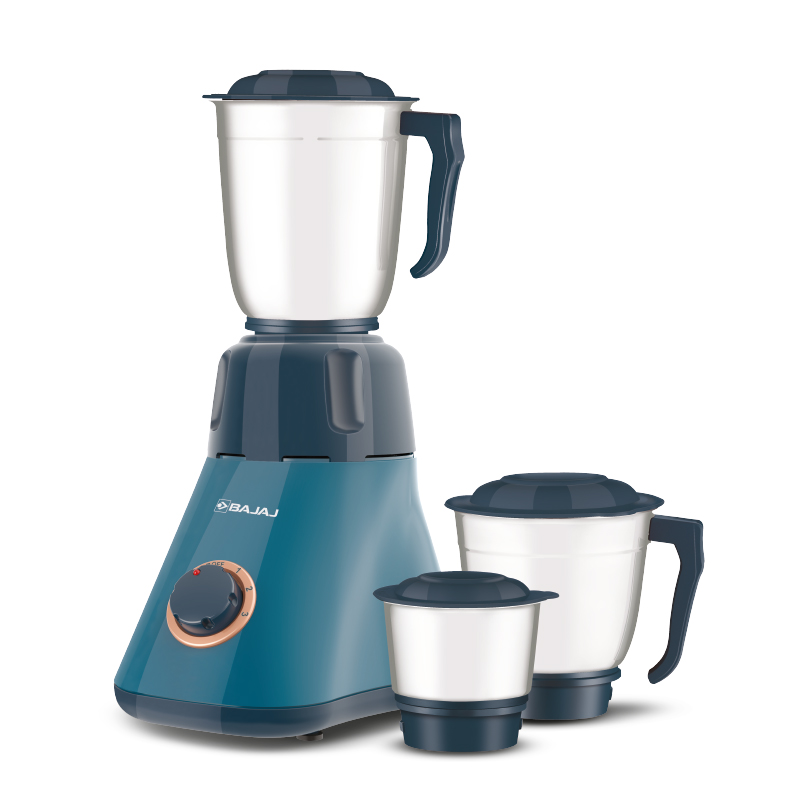 Bajaj Splendora 550 Watts 3 Jars Mixer Grinder with Anti Stain,Antiviral and Anti Bacterial Coating Blue/Black 410541