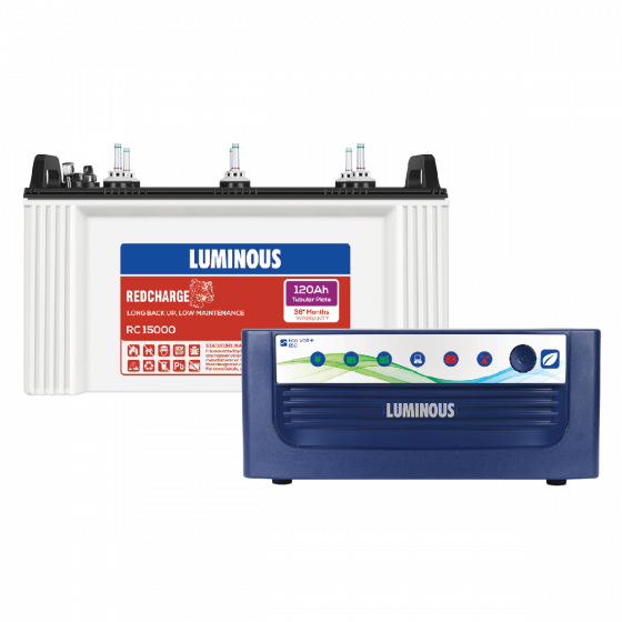 Luminous Eco Volt+ 850 Inverter And RC15000 120 Ah Tubular Battery
