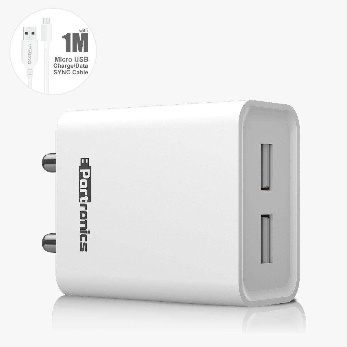 PORTRONICS-2.4A Charger with Dual USB Ports
