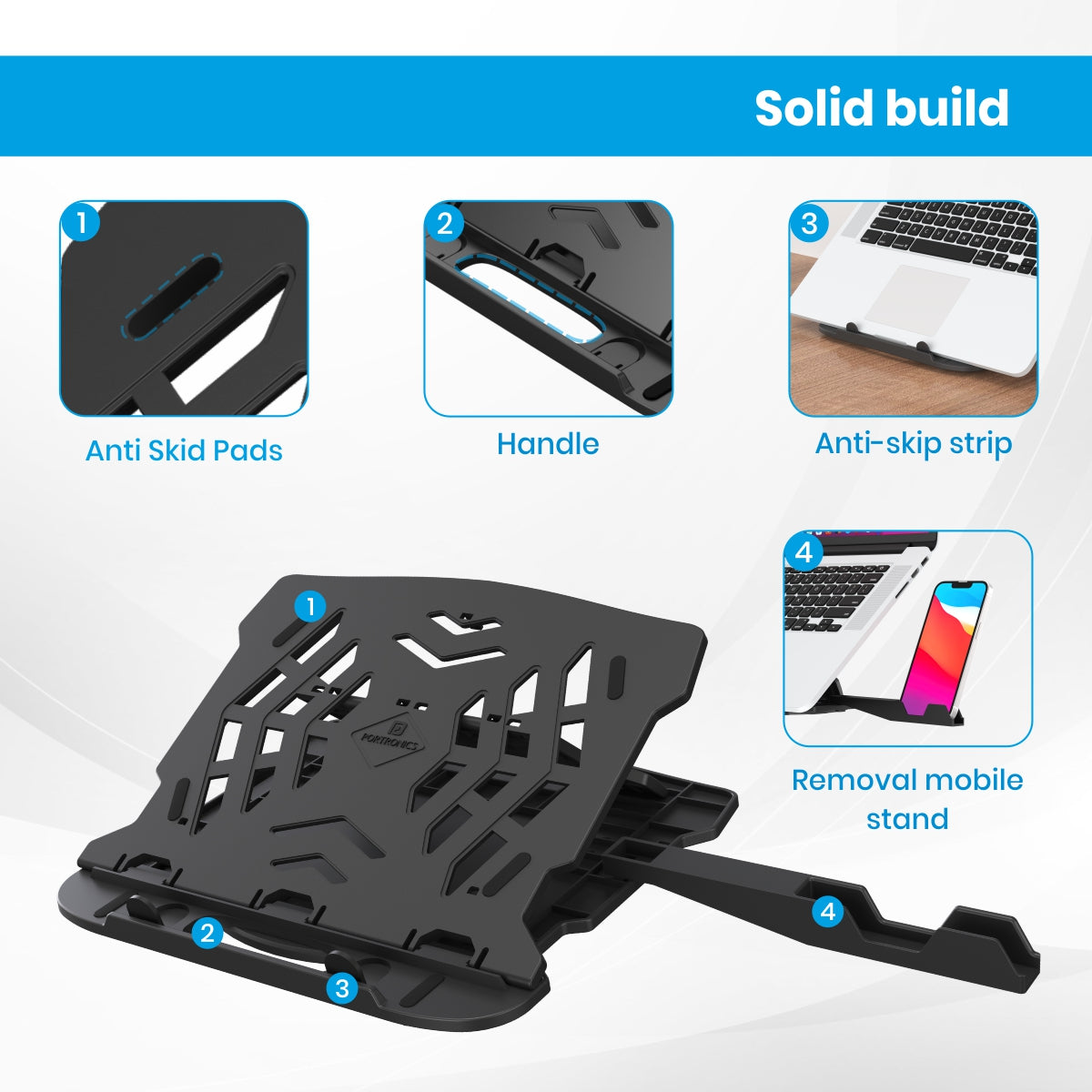 PORTRONICS-Portable-Laptop-Stand-(Black)-With-7-Adjustable-Angles
