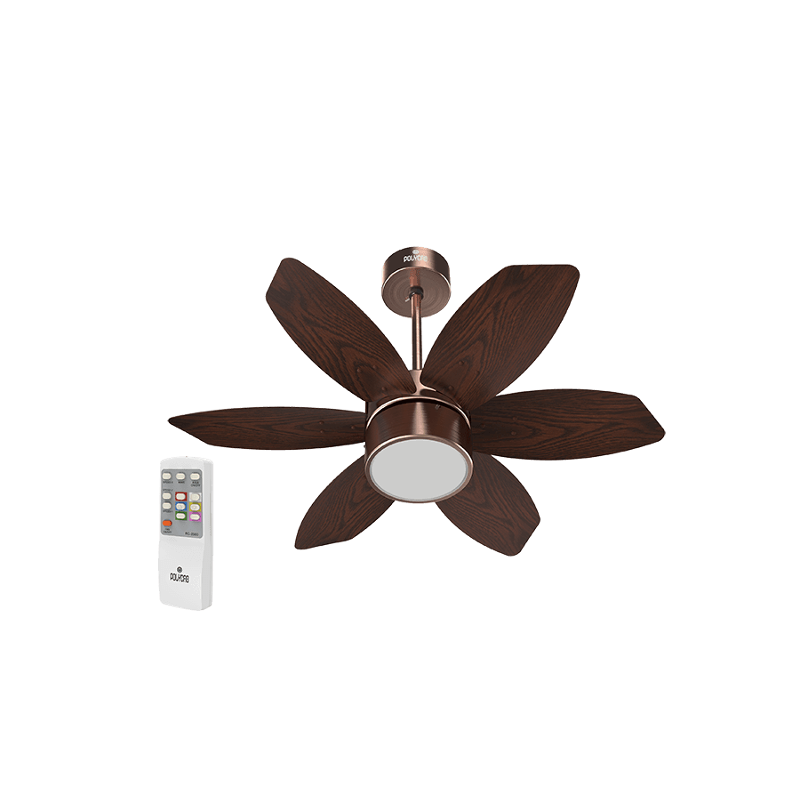 Polycab Superia Lite SP03 70W 340rpm Antique Copper Rose Wood Ceiling Fan With Remote, Sweep: 800 mm