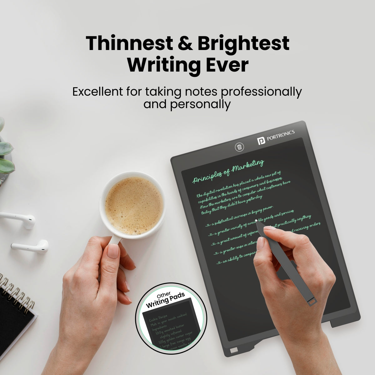 PORTRONICS-Thinnest and Brightest Handwriting Pad
