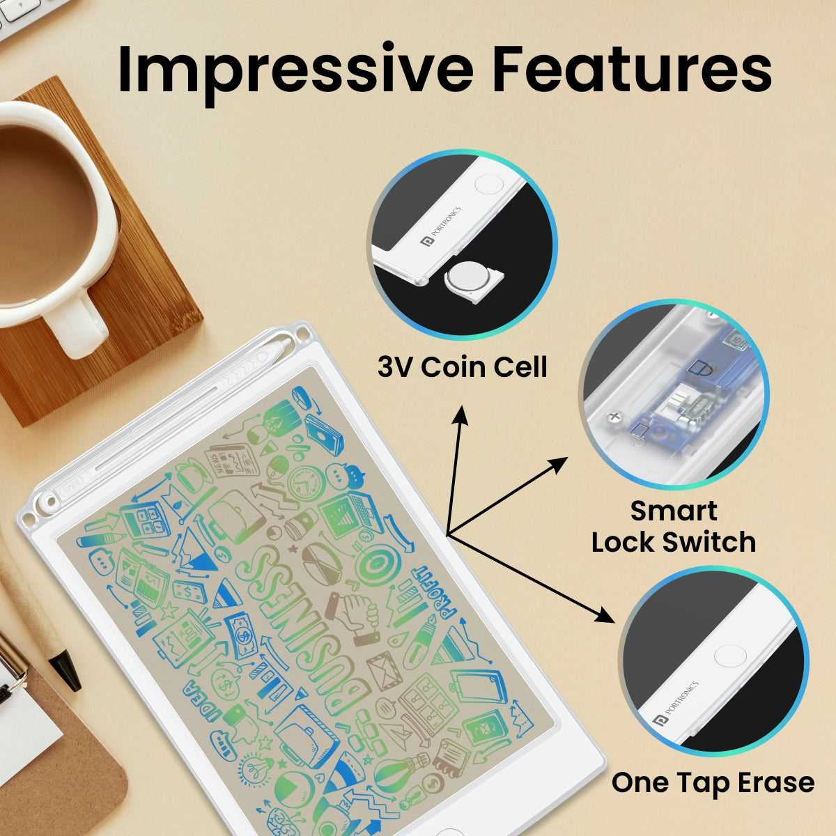 PORTRONICS-Friendly Digital Writing Pad with Transparent Screen