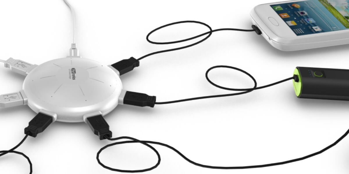 PORTRONICS-UFO Home Charger 6 Ports 8a Multi Usb Adapter