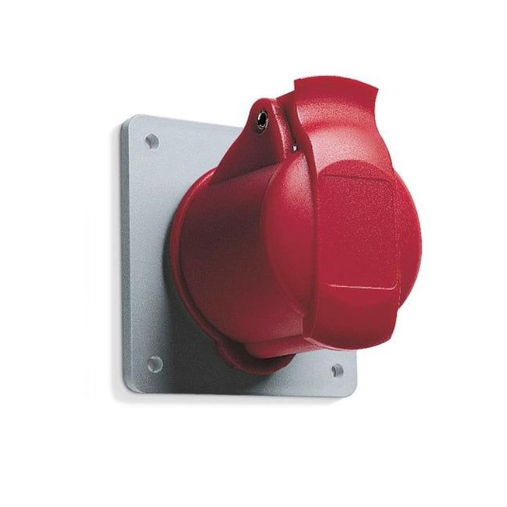 ABB, Tough & Safe IP67 Red Panel Mount 3P+N+E Industrial Power Socket, Rated At 64A, 415 V-2CMA167396R1000