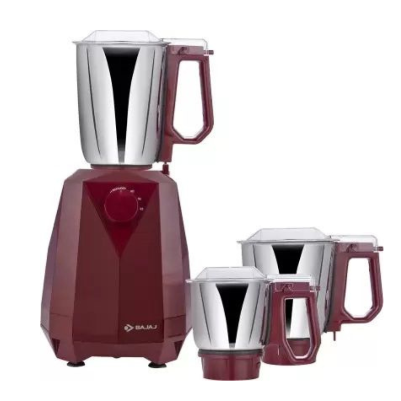 Bajaj Juvel 800 watts Mixer Grinder with 3 Jars Maroon 410554