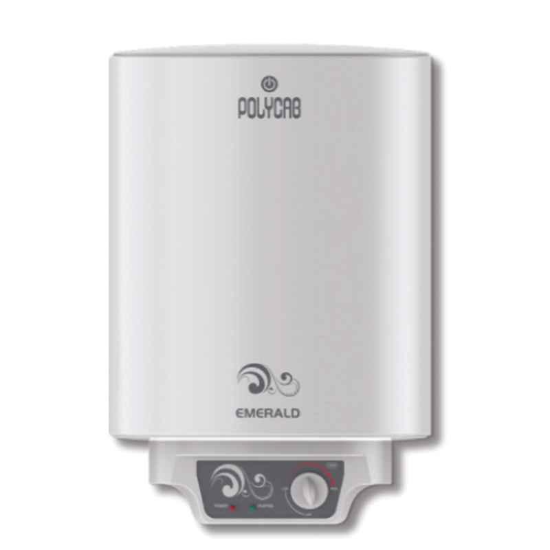 Polycab Emerald 15L 2kW White GlassLine Storage Water Heater, HWHSVMB008M