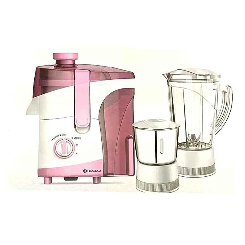 Bajaj JX 20 500 W Juicer Mixer Grinder with 2 Jars White/Pink 410701