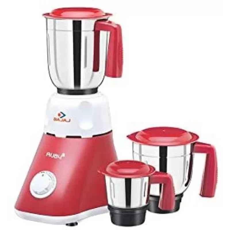 Bajaj Ruby 500 Watt Mixer Grinder with 3 Jars White/Red 410190